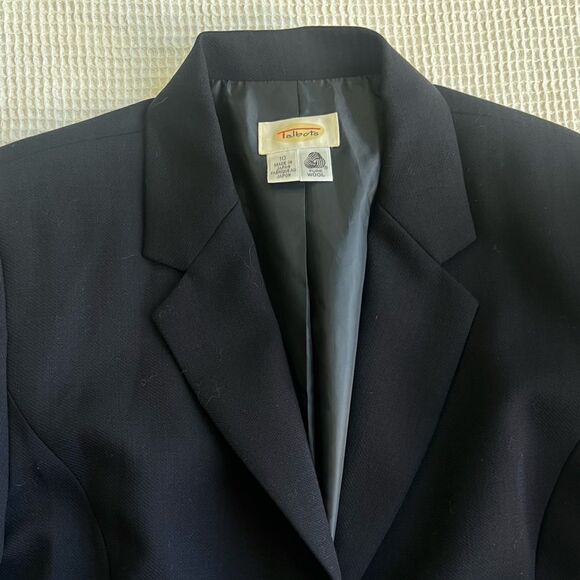 Talbots Women’s Navy Blue 100% Wool Fitted One Button Blazer Size 10 - Picture 7 of 12